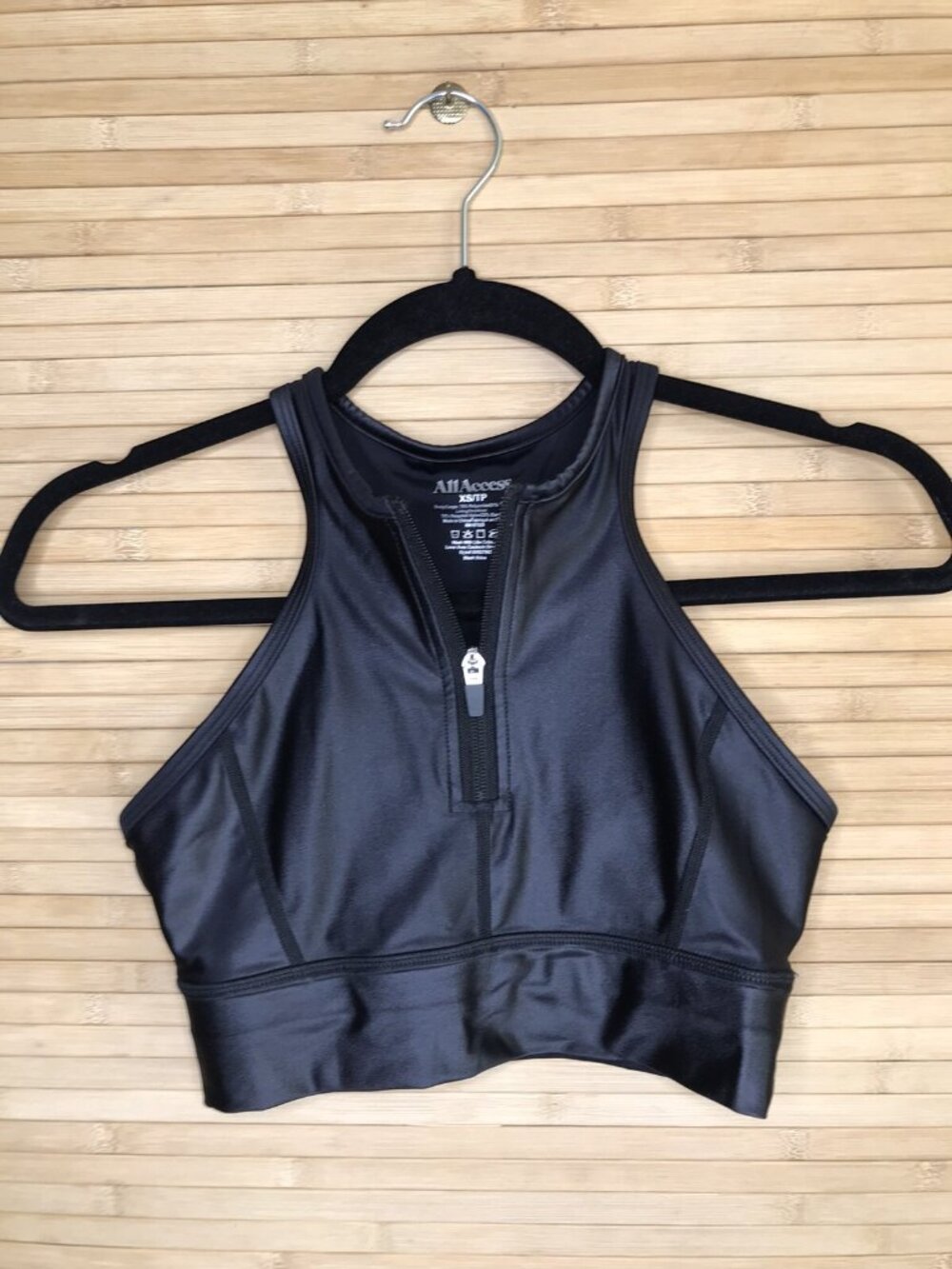 Bandier All Access Black Zip Front Racer Bra XS racer back - Picture 2 of 3